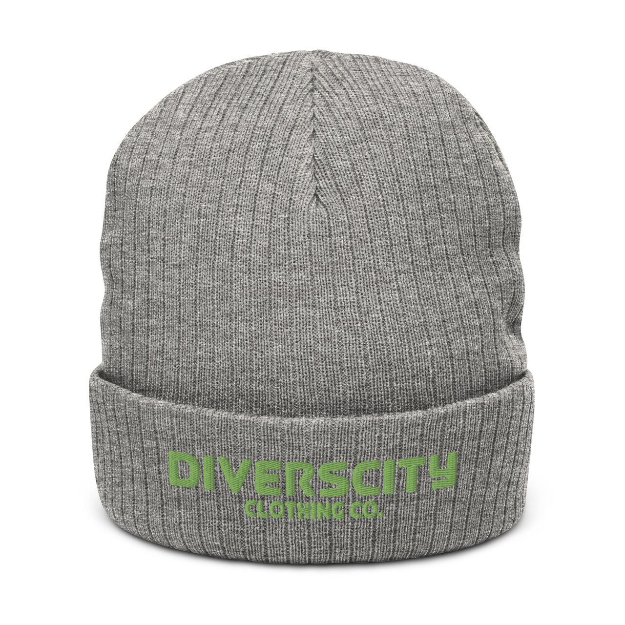 Diverscity Ribbed Knit Beanie light grey melange/kiwi
