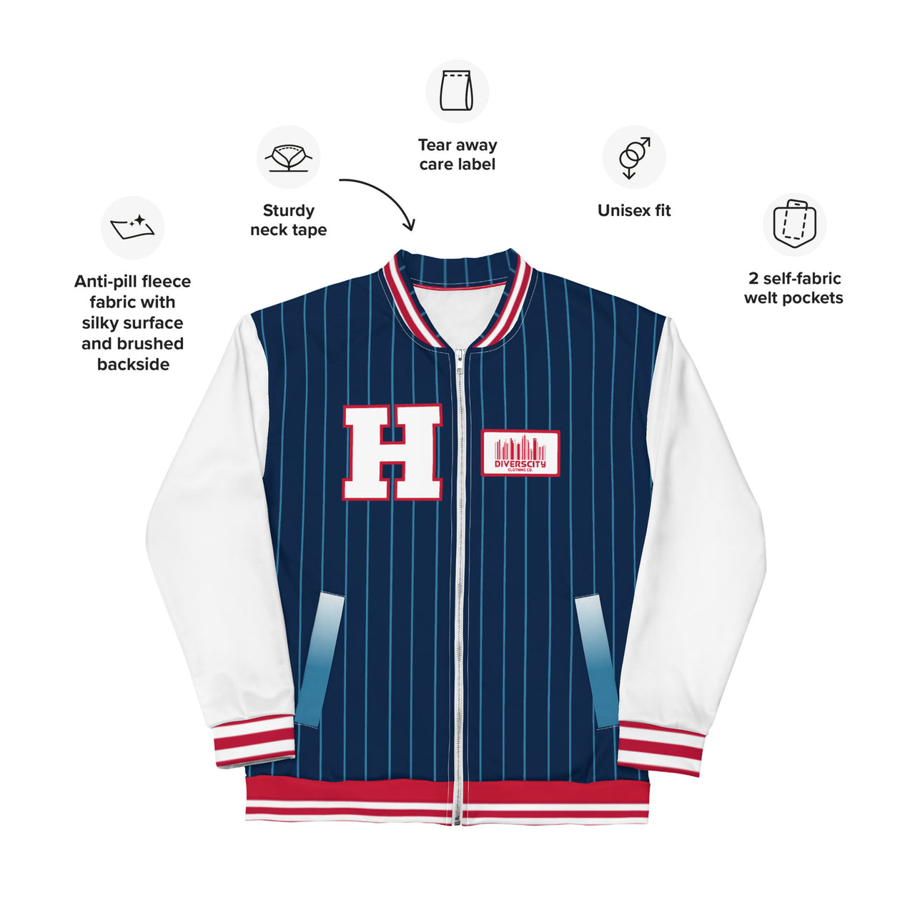 H-Town Clutch City Pinstripes Unisex Bomber Jacket