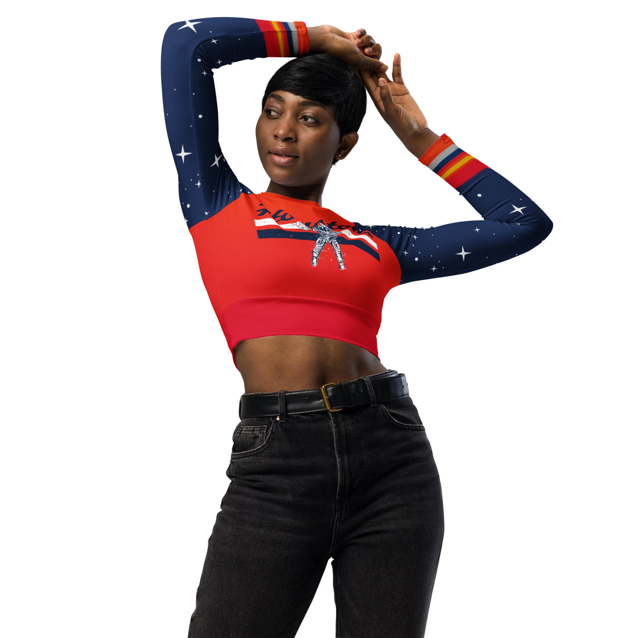 HTX Baseball Recycled Long-Sleeve Crop Top